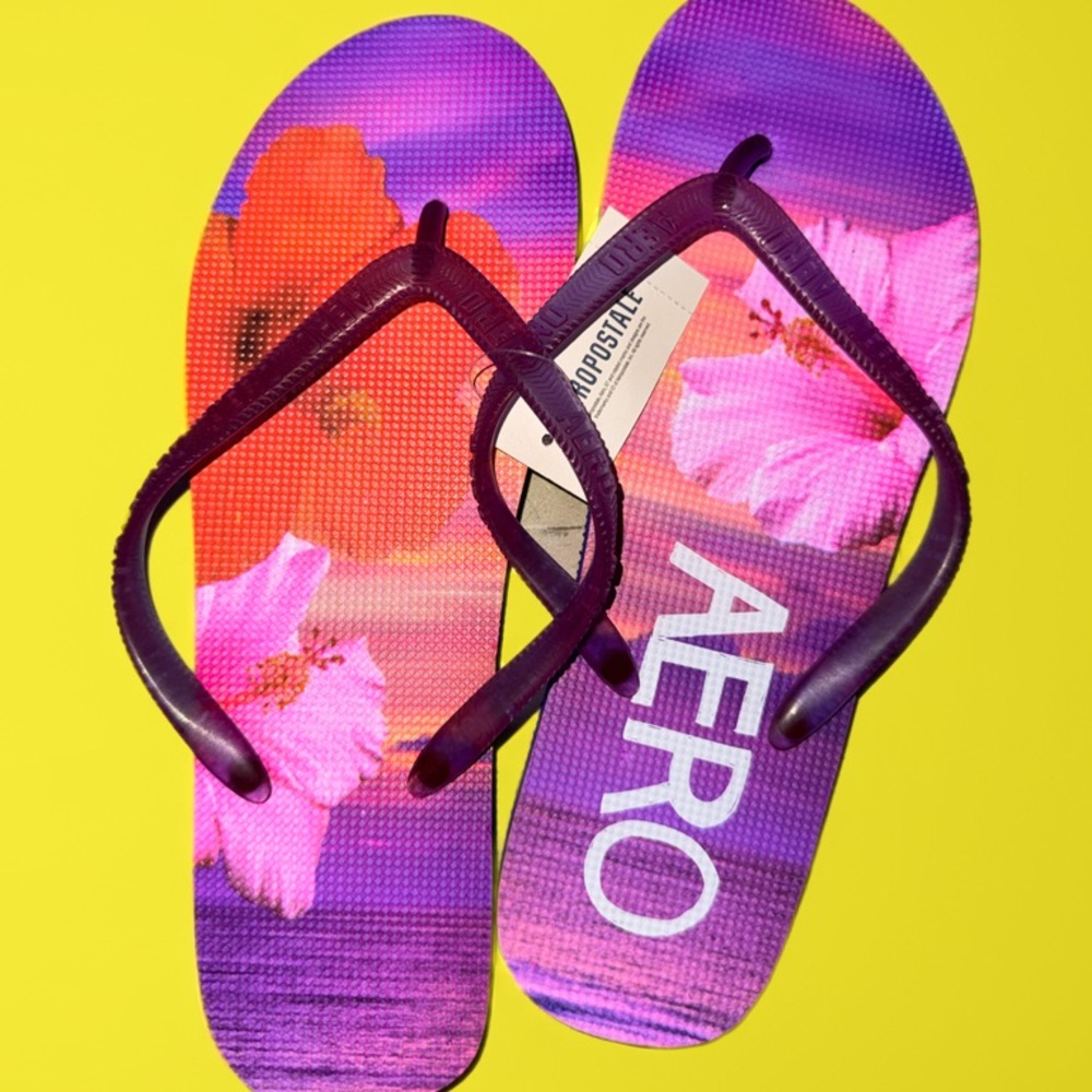 Aeropostale Sunset Floral Flip Flops